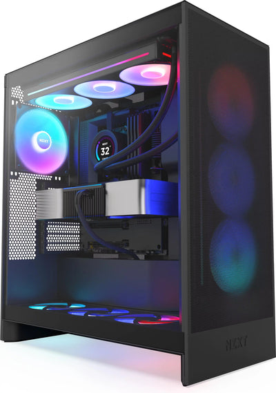 Boîtier PC NZXT H7 Flow RGB Noir 2024 avec panneau transparent et RGB