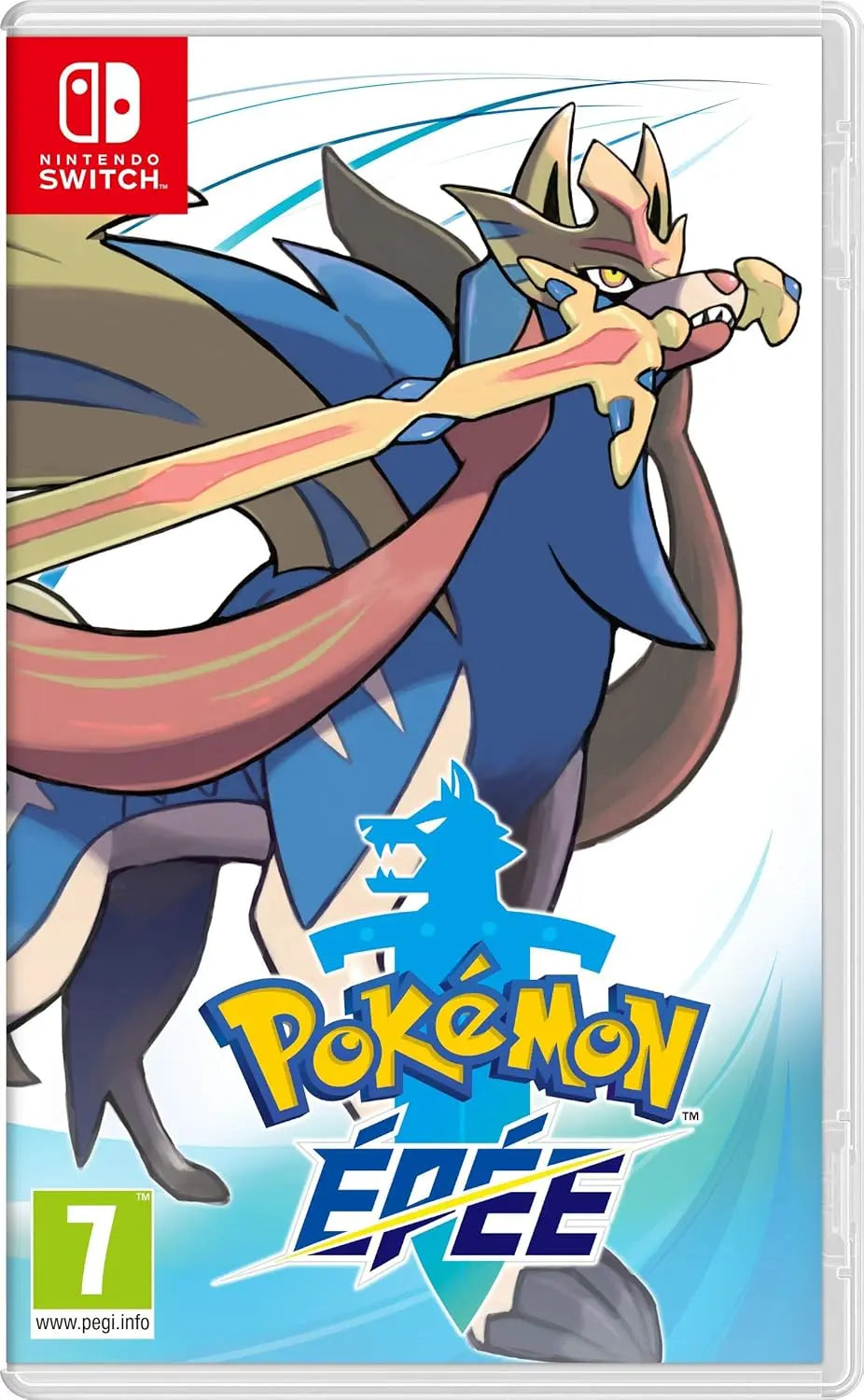 Lucario bleu et or armé dune épée luisante sur Pokémon Épée Switch