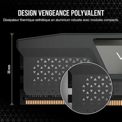 Kit Mémoire RAM Corsair Vengeance DDR5 – 32 Go (2 x 16 Go) - 6000Mhz — compatible avec ASRock B850 Phantom Gaming Riptide WiFi (AM5)