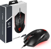 Souris filaire gamer MSI Clutch GM08 noire avec LED rouge et grip texturé