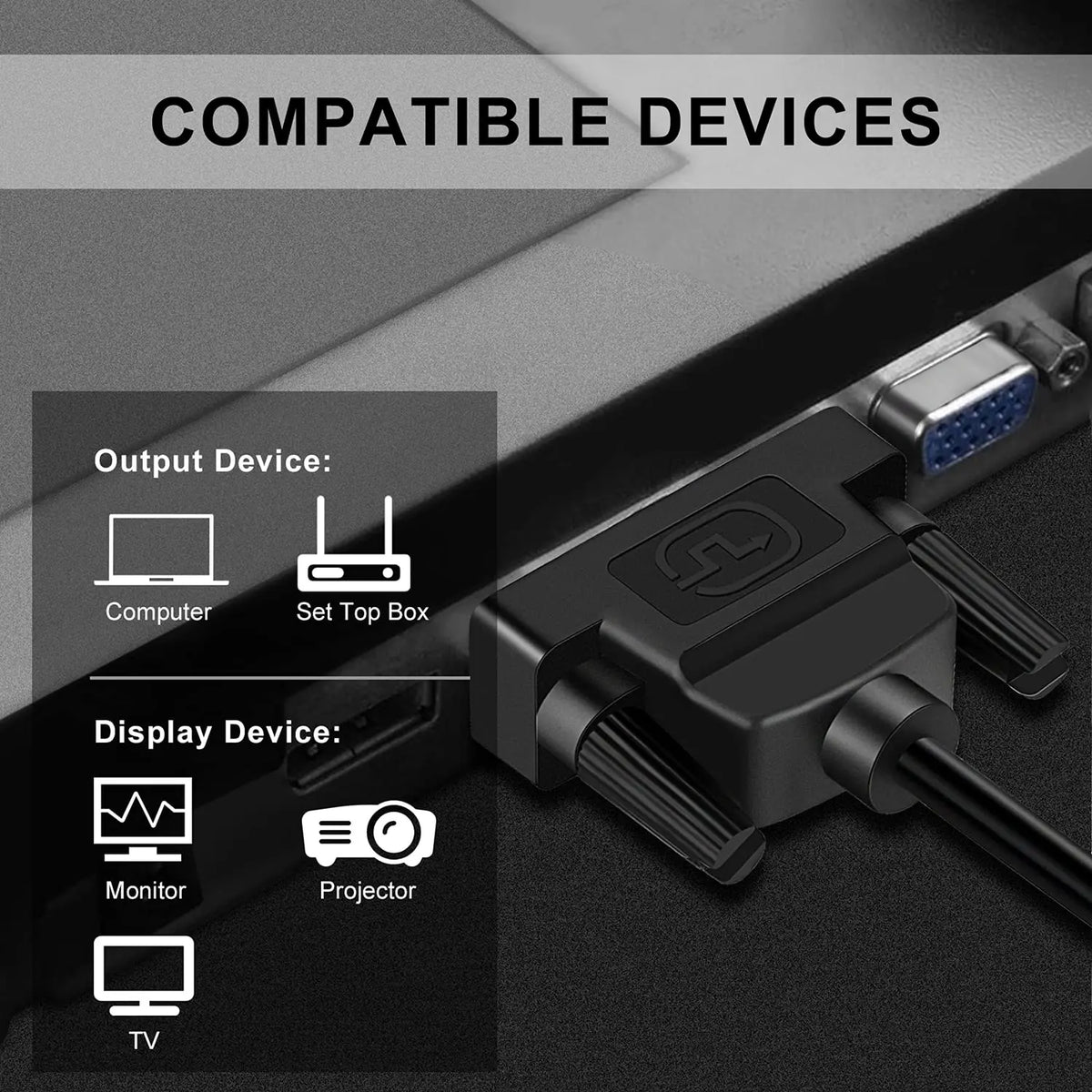 Câble DVI vers DVI 1,8 m noir en plastique avec grip texturé
