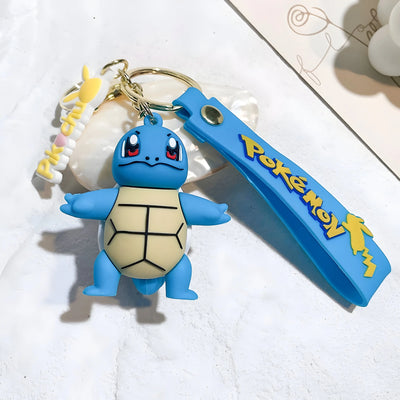 Porte-clés Pokémon Carapuce bleu avec coque beige et sangle jaune