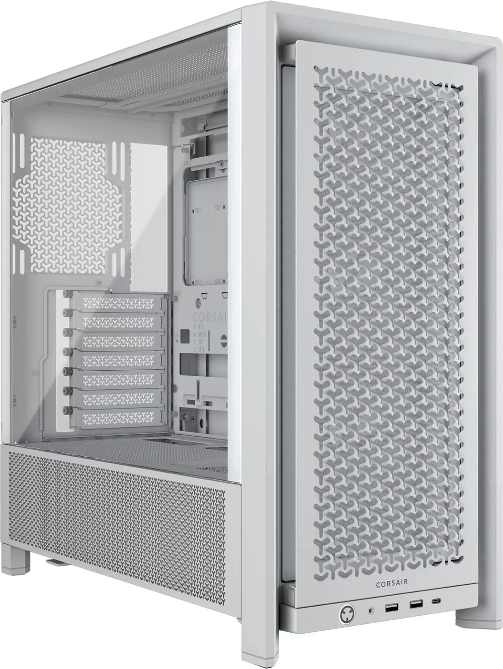Boîtier PC Corsair Frame 4000D RS Blanc au design moderne à motifs géométriques