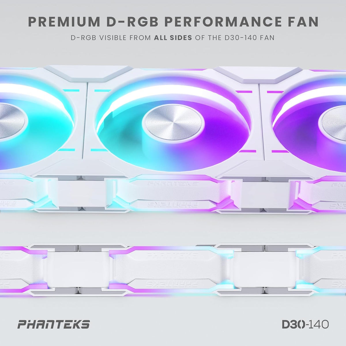 Lot de 3x Phanteks D30 Regular Airflow RGB - 14cm - BLANC image 3