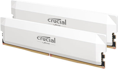 Kit mémoire RAM Crucial DDR5 16 Go 6000 MHz blanc avec contacts dorés