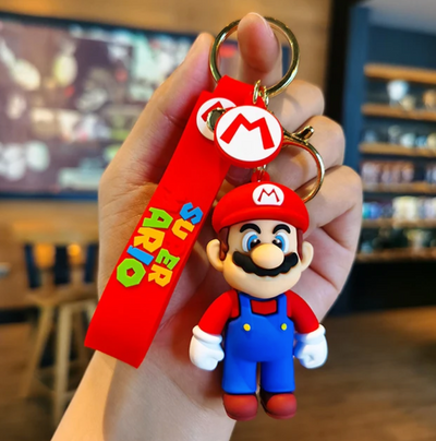 Porte-clés Mario rouge et bleu avec sangle rouge Super Mario coloré