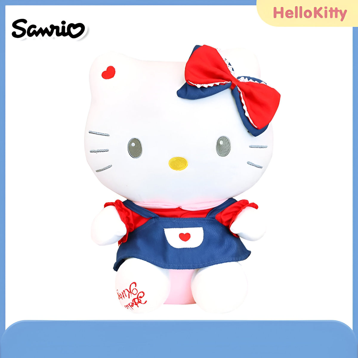 Peluche Hello Kitty -30 cm - Robe bleue & t-shirt rouge image 0