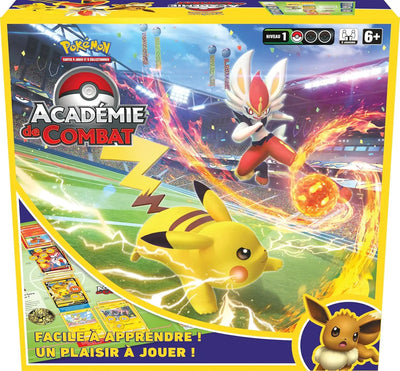 Boîte Jeu de Société Pokémon Académie de Combat 2e Édition avec Pikachu et Pokémon feu