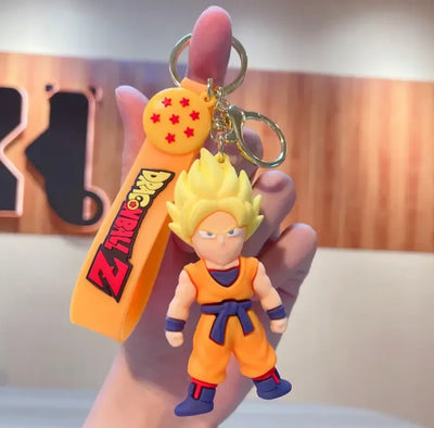 Porte-clés Dragon Ball Goku orange et bleu avec perle jaune