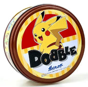 Boîte ronde en métal brun avec Pikachu jaune, Dobble édition Pokémon