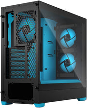 Boîtier PC Fractal Design Pop Air RGB Cyan Core TG Clear Tint noir avec panneau latéral transparent et éclairage LED bleu sur ventilateurs