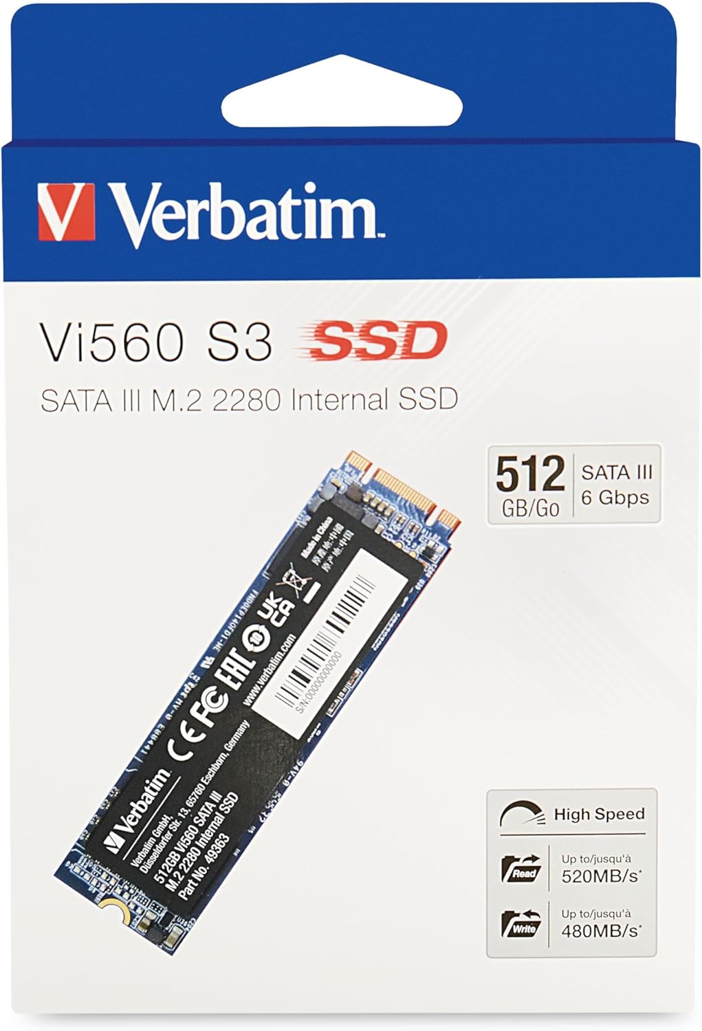Disque SSD Verbatim Vi560 S3 512Go - S-ATA M.2  2280M/B s image 1