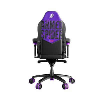 Fauteuil 1stPlayer Fast noir et violet, dos avec branding Armed Spider