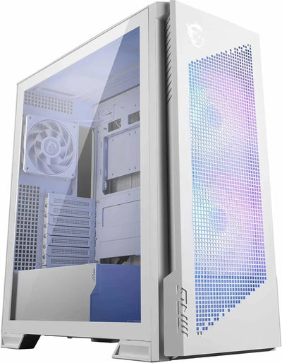 Coque PC MSI MPG VELOX 300R PZ BLANC avec panneau latéral transparent et grille avant mesh illuminée