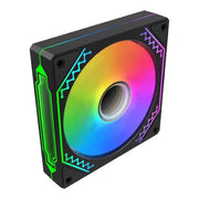 Lot de 3x Xigmatek Starz Pro RGB Noir ventilateur arrière noir rectangulaire avec pale circulaire RGB multicolore et accents LED angulaires