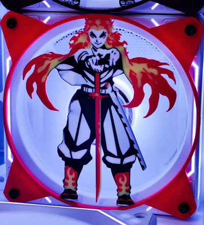 Grille ventilateur Demon Slayer 120mm/140mm Kyojuro Rengoku rouge et noir