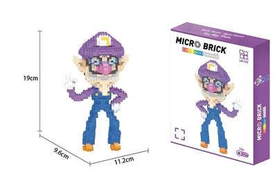 Figurine Waluigi violet et bleu en micro-briques Super Mario Bros