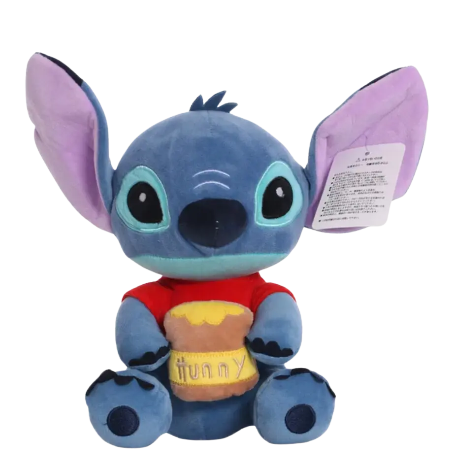 Peluche Stitch Lilo et Stitch cosplay Winnie lOurson avec pot de hunny