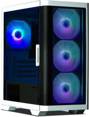 PC Gamer Starter Zalman Noir/Blanc : boîtier argenté mesh noir, 3 ventilateurs RGB bleu violet turquoise