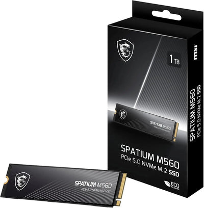 SSD MSI SPATIUM M560 1 To PCIe 5.0 NVMe M.2 noir avec logo dragon argenté