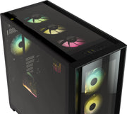 Boîtier PC Corsair iCUE 5000X RGB NOIR en verre noir avec ventilateurs RGB multicolores
