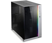 Coque PC Lian Li O11 Dynamic XL ROG Certified Silver avec verre trempé noir et LED arc-en-ciel verticale