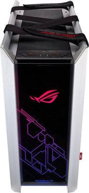 Tour ASUS ROG Strix Helios RGB NOIR argent et noir avec logo ROG rouge et motifs violets