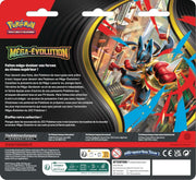 Pack Pokémon JCC Tripack Méga-Evolution Psykokwak bleu et rouge Méga-Lucario dynamique