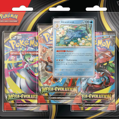 Pokemon JCC – Tripack Méga-Evolution Akwakwak