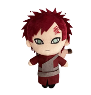 Peluche chibi Gaara Naruto 20 cm, cheveux roux, kanji rouge brodé, écharpe grise