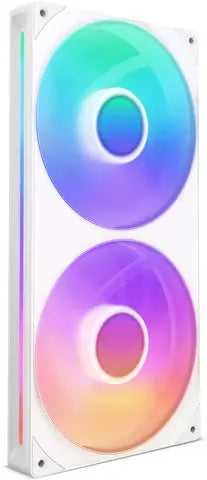 NZXT F280 RGB Core Blanc : refroidisseur double ventilateur blanc à éclairage RGB dégradé turquoise bleu violet rose