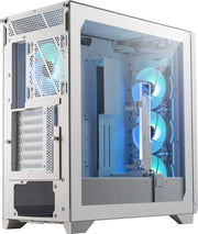 Boîtier MSI MPG GUNGNIR 300R AIRFLOW BLANC argenté avec panneau latéral transparent, éclairage LED bleu et radiateur blanc
