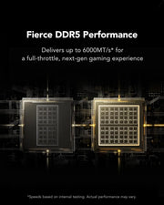 Kit Lexar Thor DDR5 16 Go : deux puces mémoire DDR5 gris foncé et or