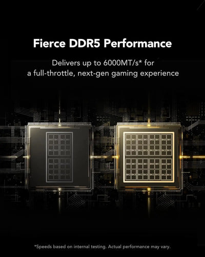Kit Lexar Thor DDR5 16 Go : deux puces mémoire DDR5 gris foncé et or