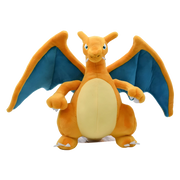 Peluche Pokémon Dracaufeu orange et bleu, ailes tissu doux, ventre jaune, 20 cm