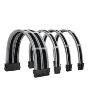 Ensemble de 5 câbles tressés noir et blanc pour alimentation ATX/EPS/PCI-E