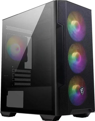 Boîtier PC gaming MSI MAG FORGE M100R NOIR noir avec 3 ventilateurs RGB verticaux