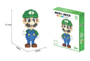 Figure Luigi Super Mario Bros en micro briques vertes et bleues modèle 02