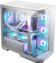 MSI MAG PANO M100R PZ BLANC avec panneau latéral transparent blanc, RGB et branding MSI
