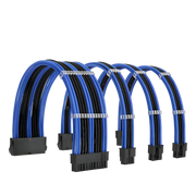 Câbles rallonges mix bleu-noir ATX/EPS/PCI-E avec attaches argentées