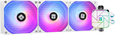 Trois ventilateurs Thermalright Aqua Elite 360 ARGB Blanc à cadre blanc, RGB violet et bleu