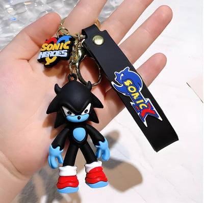 Porte-clés Sonic Hérisson Garou noir et bleu avec chaussures rouges