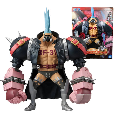 Figurine One Piece Franky noir et rose blindée, mohawk bleu, pointes métalliques, BF-37