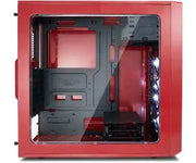 Boîtier PC Fractal Design Focus G Rouge avec panneau latéral transparent rouge, composants noirs intérieurs et LED illuminées