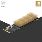 Disque SSD MSI SPATIUM M482 1 To M.2 avec puces mémoire 3D NAND dorées transparentes