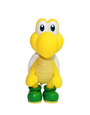 Figurine Koopa Super Mario Bros 15 cm jaune avec bottes vertes, carapace blanche et grands yeux bleus
