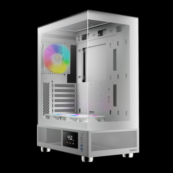 Boîtier PC Gamdias Atlas E1 Blanc vue de trois quarts
