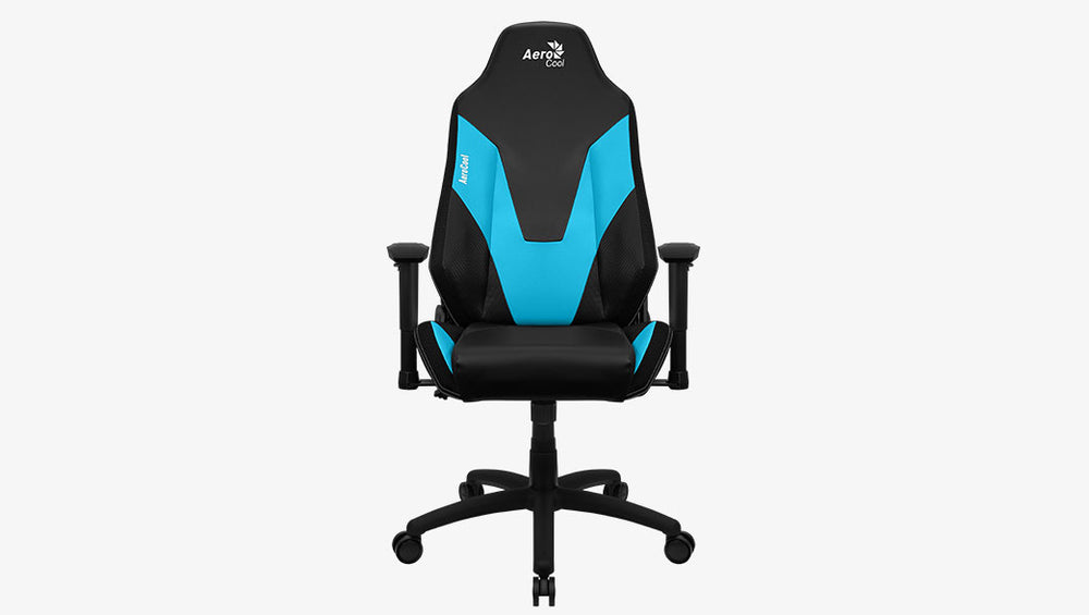 Fauteuil gamer AeroCool Admiral noir et bleu Ice Blue, vue de face