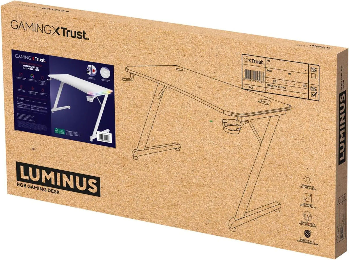 Bureau Gamer Trust GXT 709W Luminus Blanc
