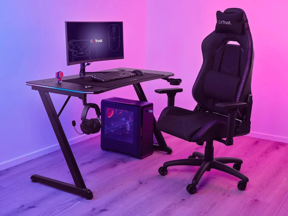 Bureau Gamer Trust GXT 709 Luminus 120 x 60 cm RGB Noir
